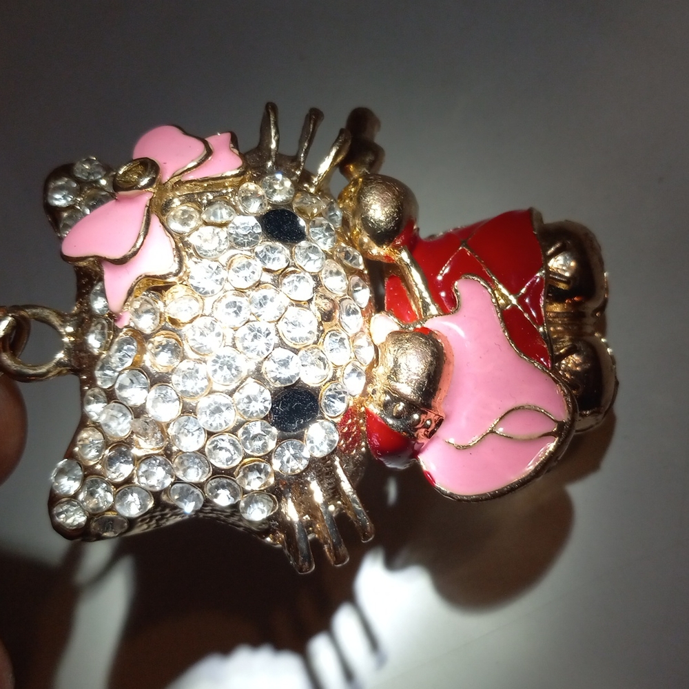 Miss Kitty Purse Charm/Keychain Playing Pink Guitar Dances Reduced Shipping